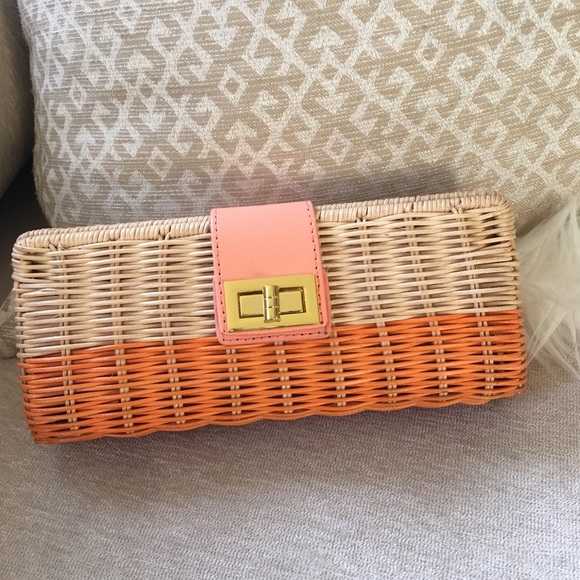 J. Crew Factory Handbags - J.CREW HAVANA Rattan Clutch Purse